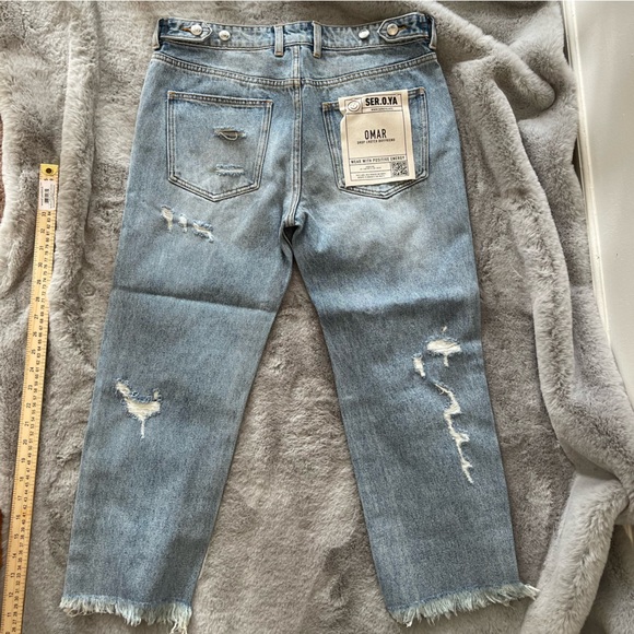 NWT SER.O.YA Omar Drop Crotch Boyfriend jeans size 26/24 coastline - Picture 10 of 16